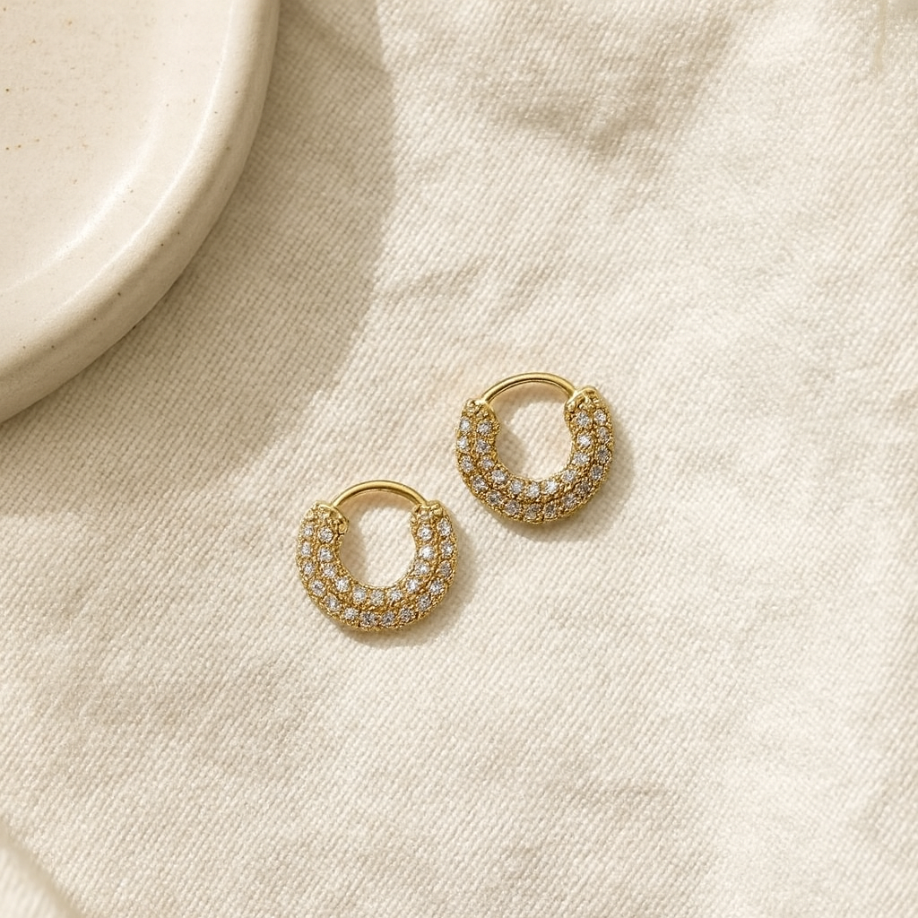Pave Mini Hoops-Hoops-Gold Vermeil-Anushka Jain Jewellery