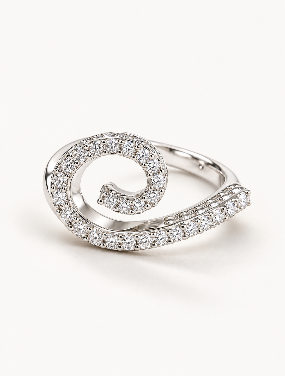 Pave Swirl Spiral Ring