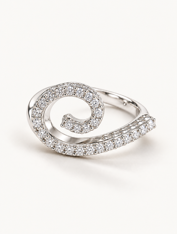 Pave Swirl Spiral Ring