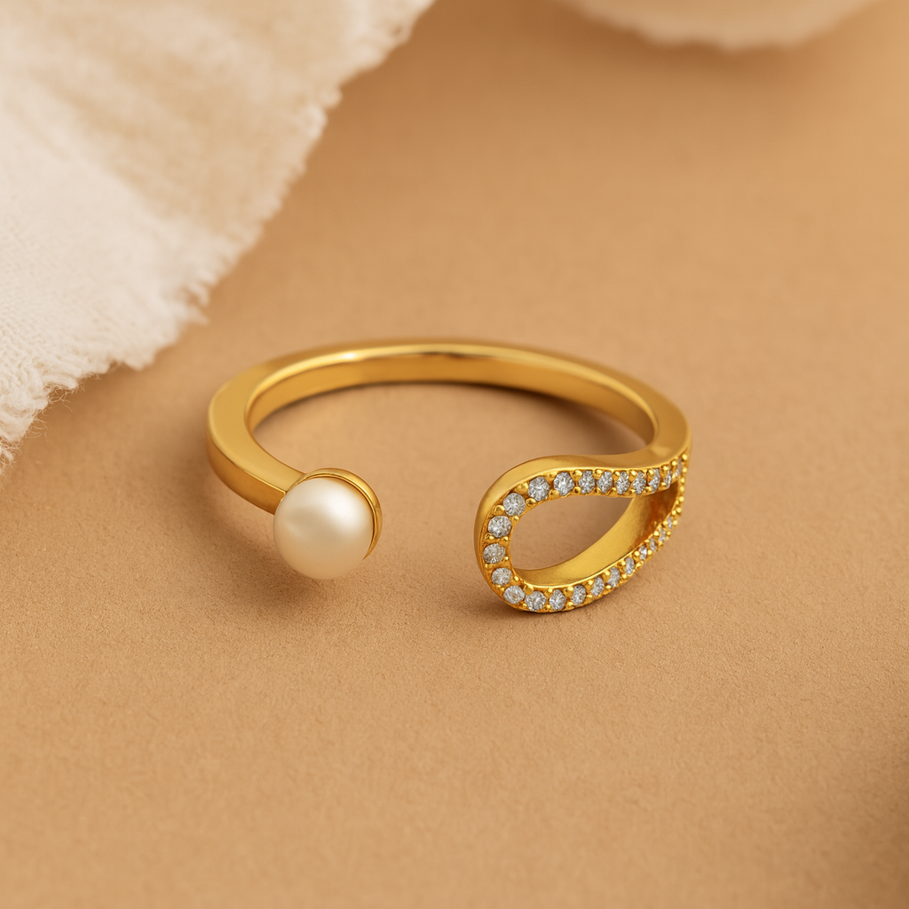 Pearl Clutch Ring-Rings-Anushka Jain Jewellery