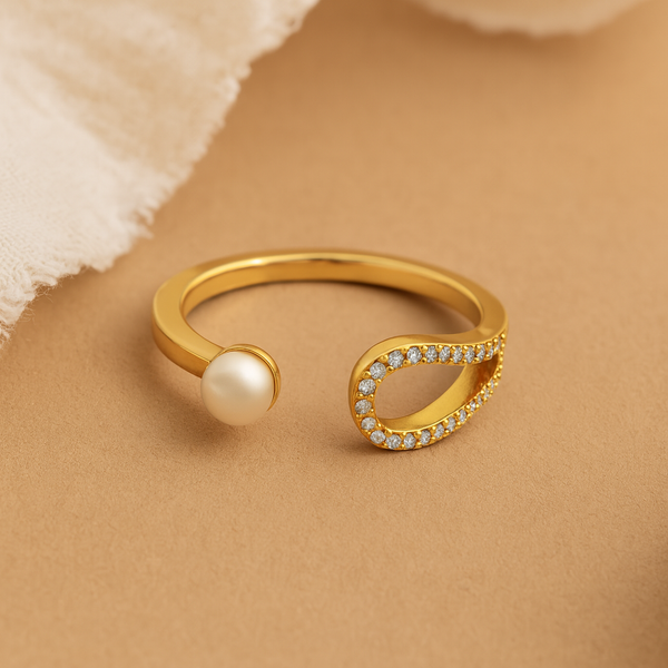 Pearl Clutch Ring-Rings-Anushka Jain Jewellery
