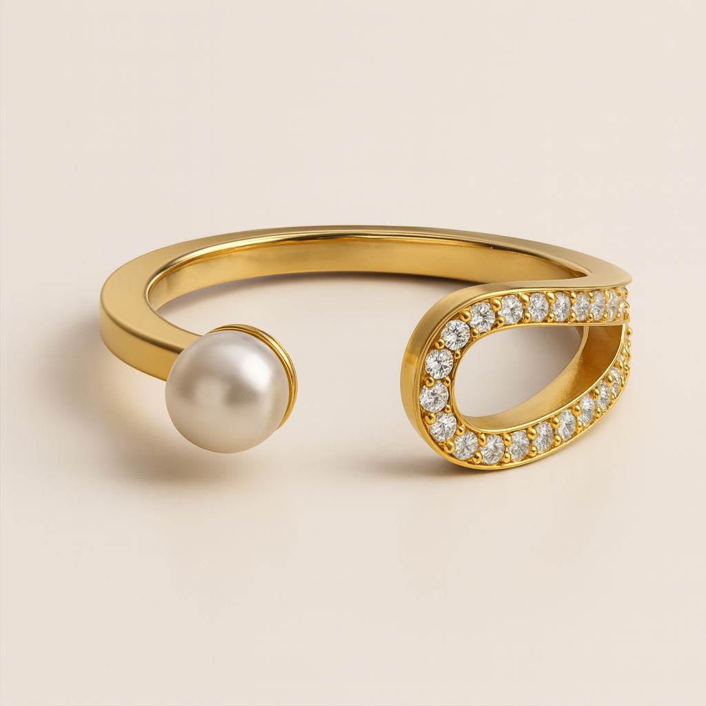 Pearl Clutch Ring-Rings-Anushka Jain Jewellery