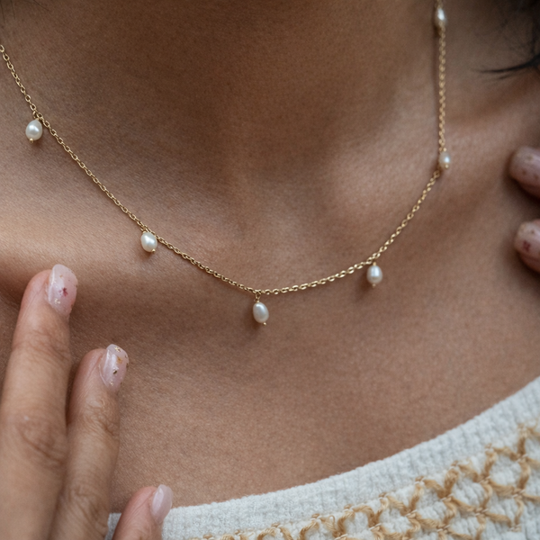 Pearl Tag Necklace-Pendants-Anushka Jain Jewellery