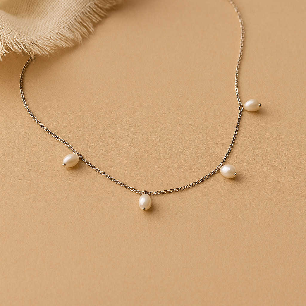 Pearl Tag Necklace-Pendants-Anushka Jain Jewellery