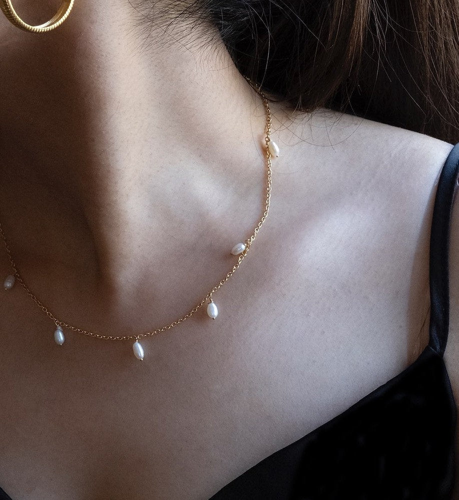 Pearl Tag Necklace-Pendants-Anushka Jain Jewellery