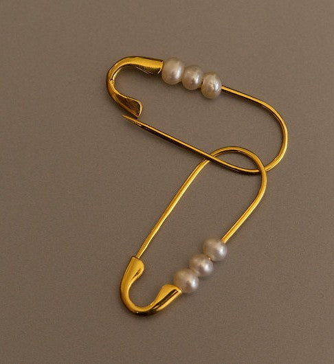 Perle Safety Pin Earrings-Earrings-Anushka Jain Jewellery