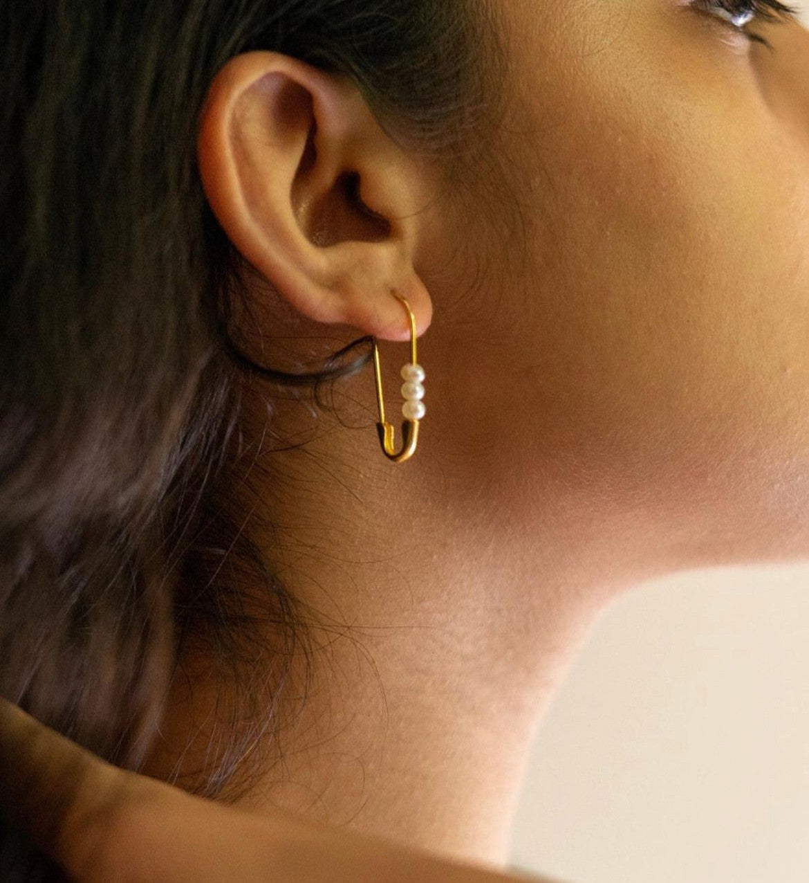 Perle Safety Pin Earrings-Earrings-Anushka Jain Jewellery