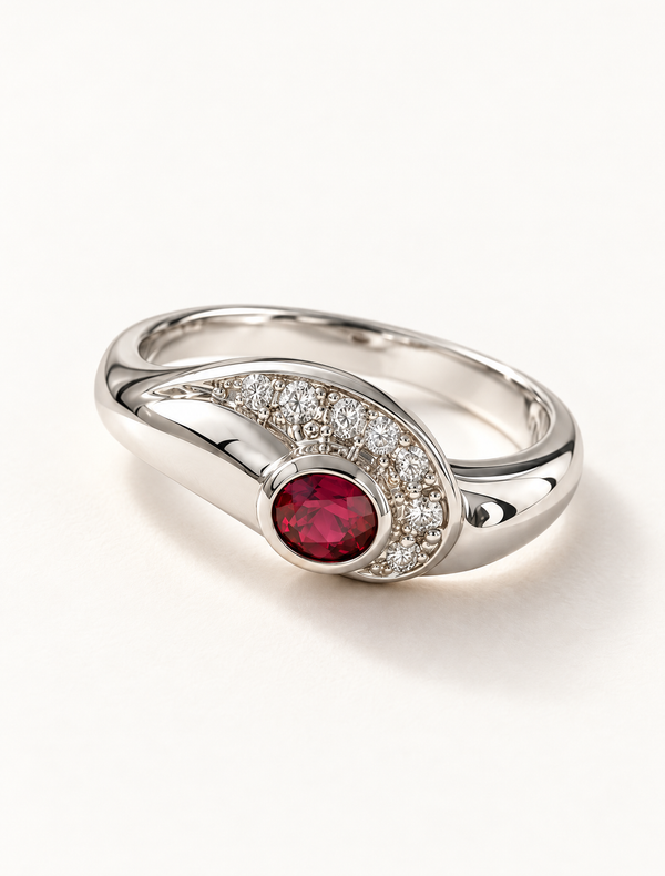 Petite Garnet Swirl Ring