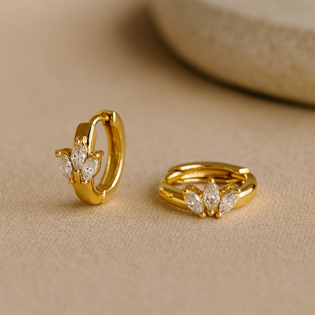 Petite Marquise Tri Huggie-Anushka Jain Jewellery