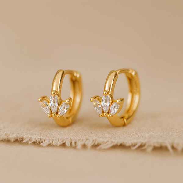 Petite Marquise Tri Huggie-Anushka Jain Jewellery