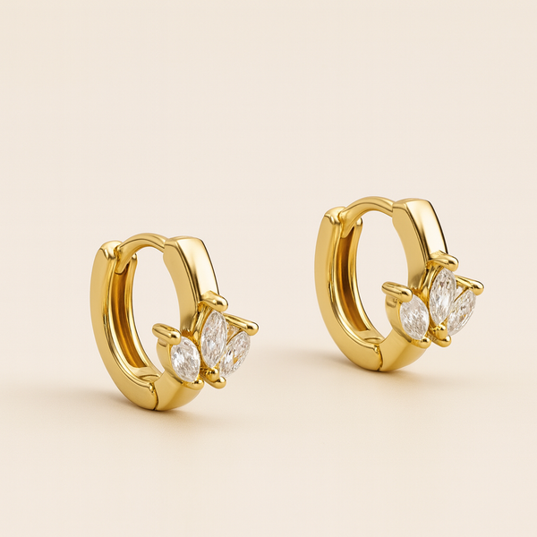 Petite Marquise Tri Huggie-Anushka Jain Jewellery