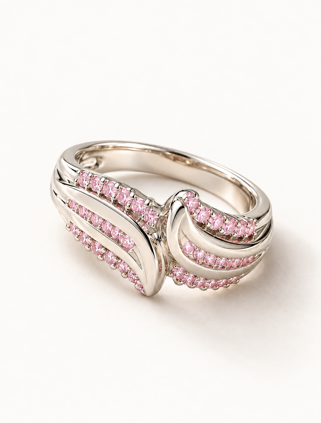 Pink CZ Wave Statement Ring