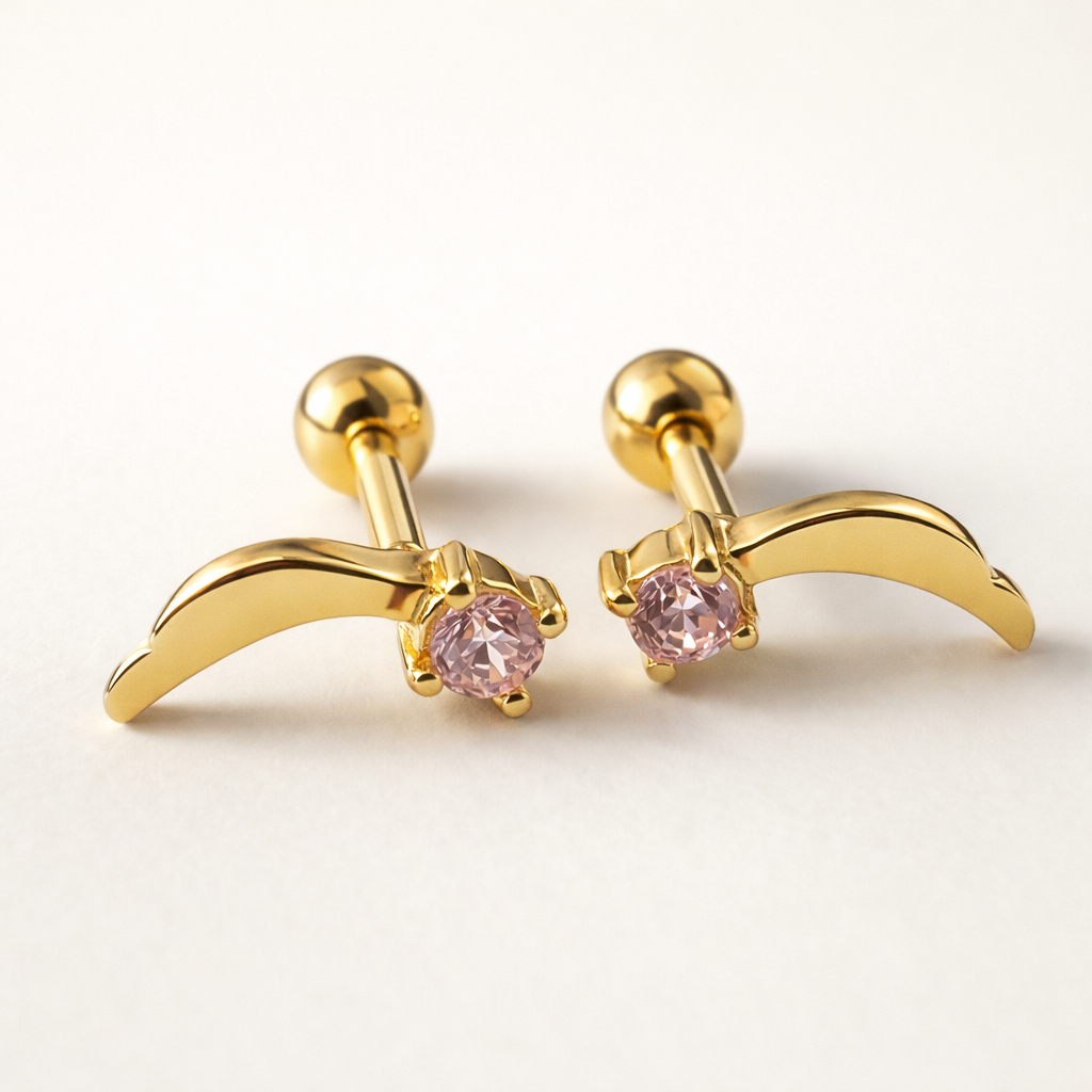 Pink Falling Studs-Anushka Jain Jewellery