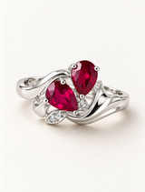 Pink Pear Stone Floral Ring