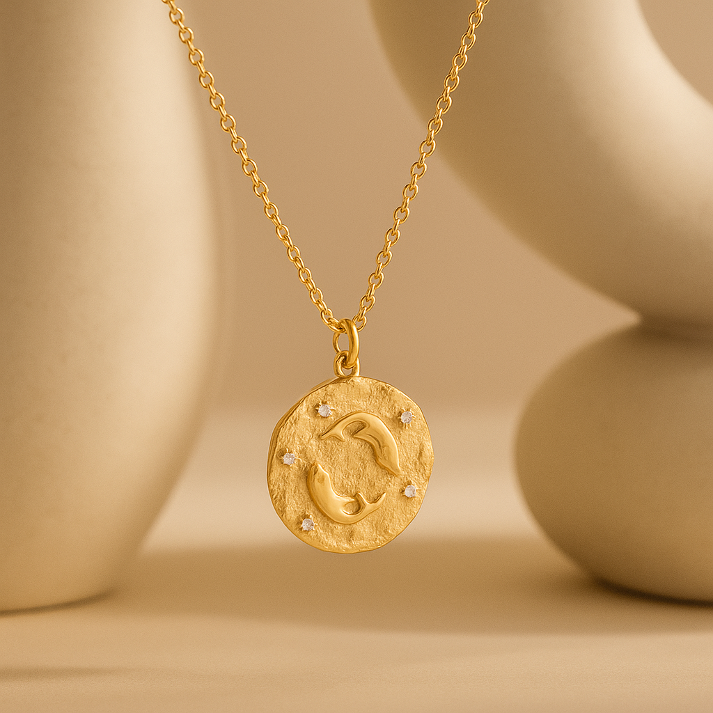 Pisces Zodiac Necklace-Necklaces-Gold Vermeil-Anushka Jain Jewellery
