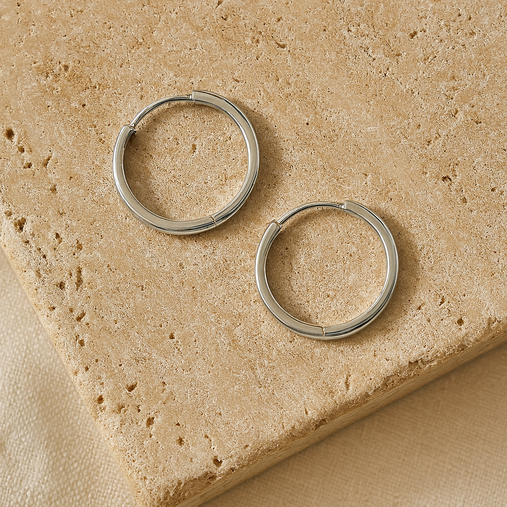Plain Hoops-Huggie-Silver-20 mm-Anushka Jain Jewellery