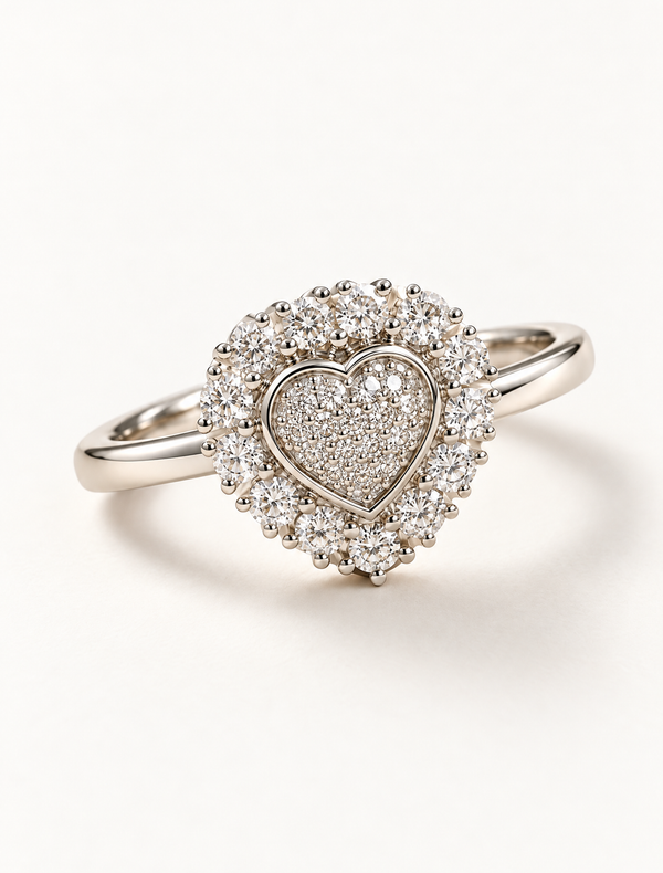 Radiant Heart Halo Ring