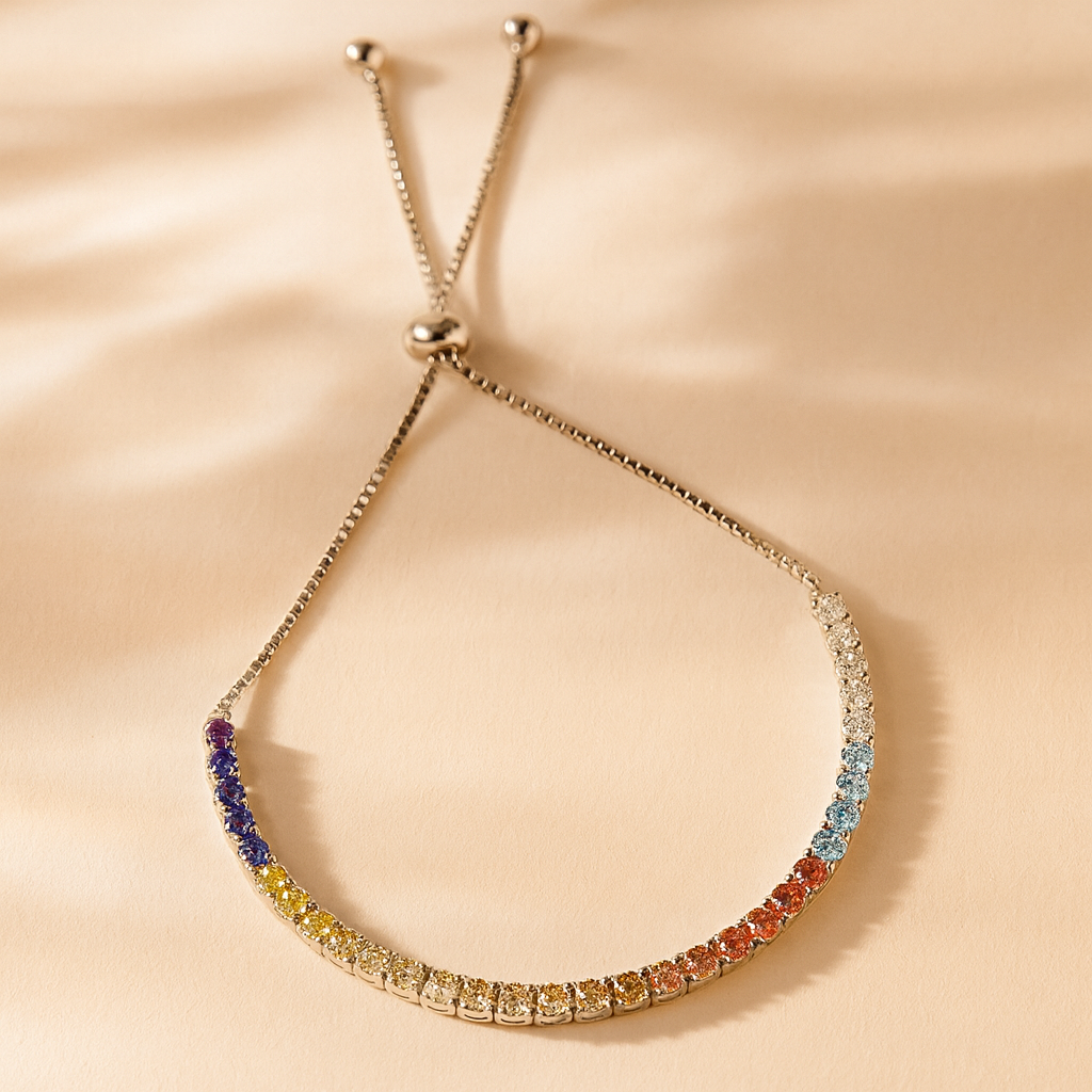 Rainbow Tennis Bracelet-Bracelets-Anushka Jain Jewellery