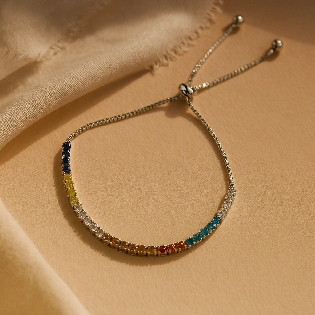 Rainbow Tennis Bracelet-Bracelets-Anushka Jain Jewellery