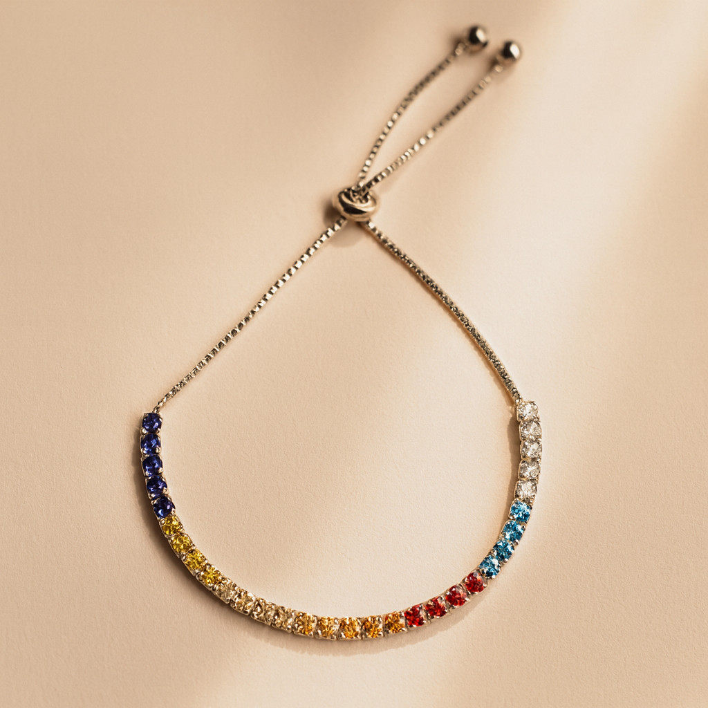 Rainbow Tennis Bracelet-Bracelets-Anushka Jain Jewellery