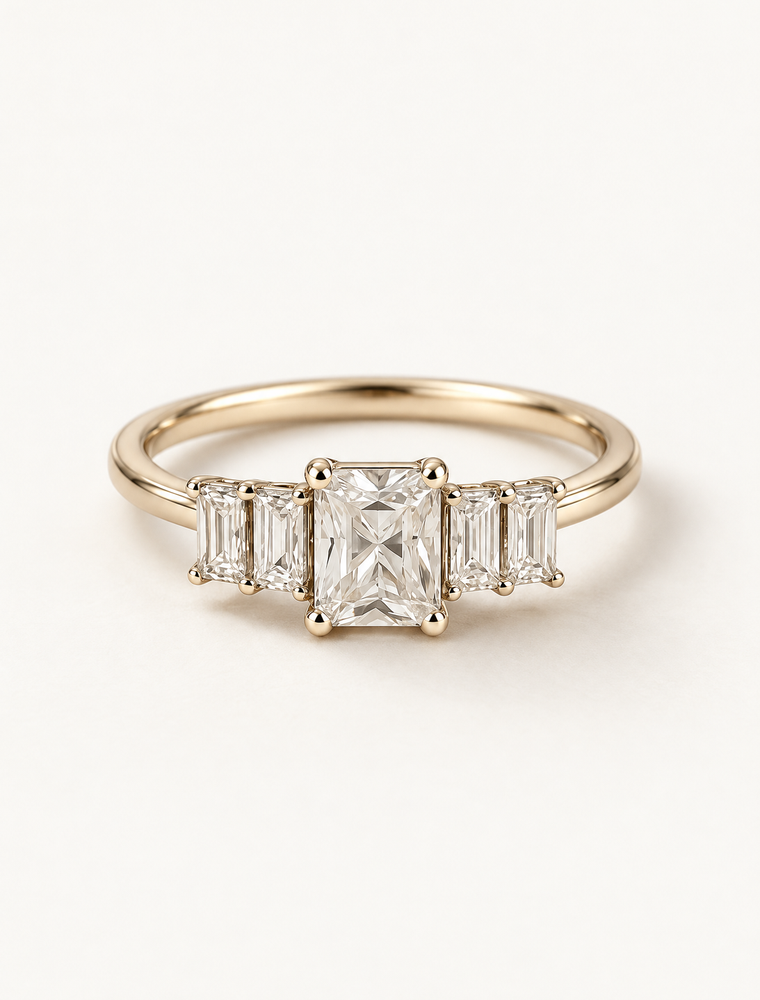 Rectangle Diamond Line Ring