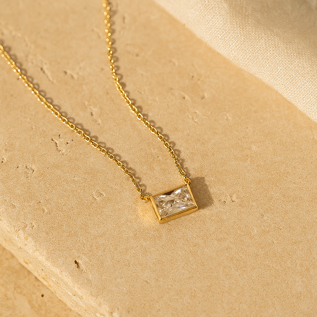Rectangular Diamond Necklace-Pendants-Anushka Jain Jewellery