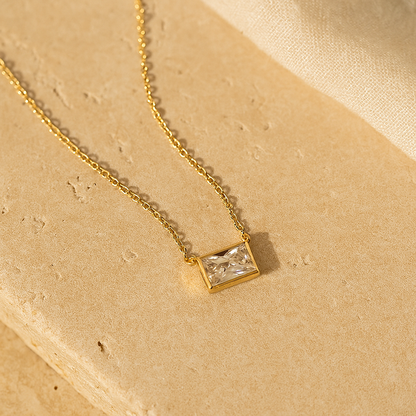 Rectangular Diamond Necklace-Pendants-Anushka Jain Jewellery