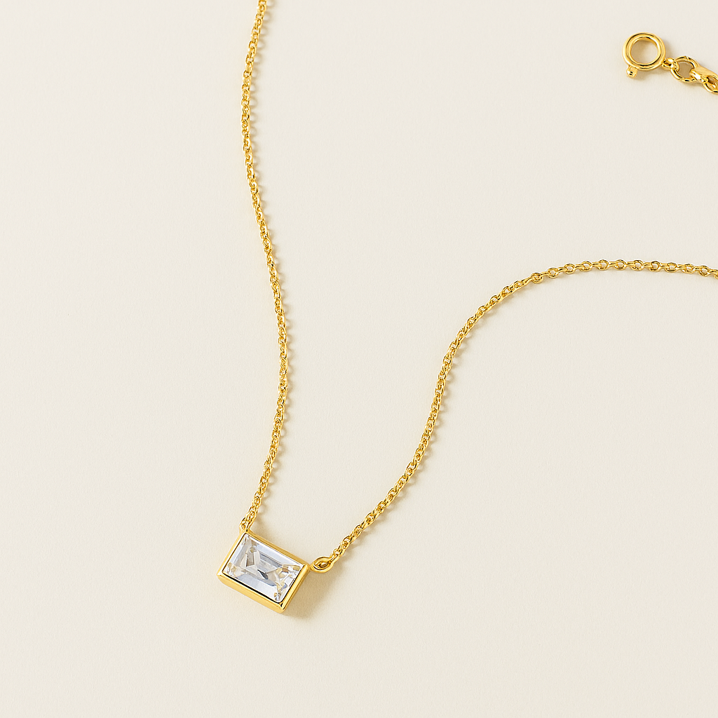 Rectangular Diamond Necklace-Pendants-Anushka Jain Jewellery