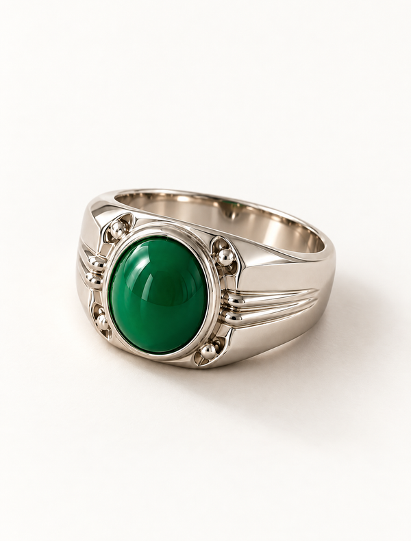 Regal Green Onyx Signet Ring