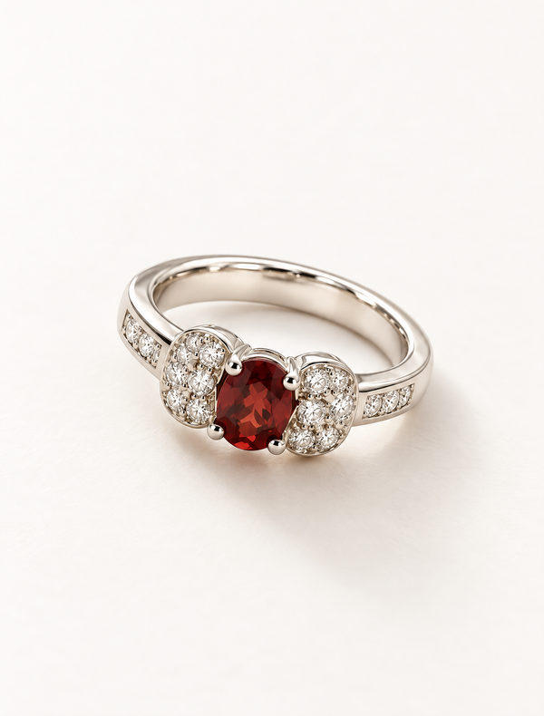 Royal Garnet Halo Ring