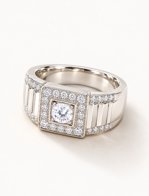 Royal Square Halo CZ Ring