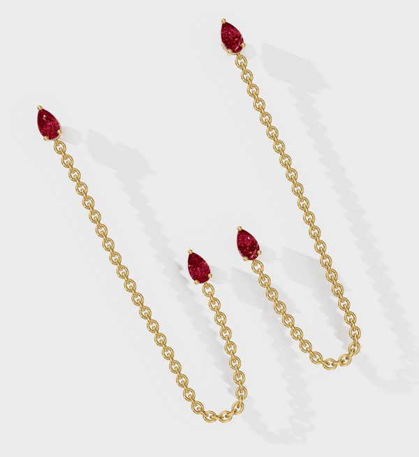 Ruby Drop Ear Chain-Chains and Threaders-Anushka Jain Jewellery