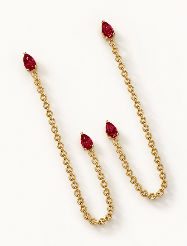 Ruby Drop Ear Chain