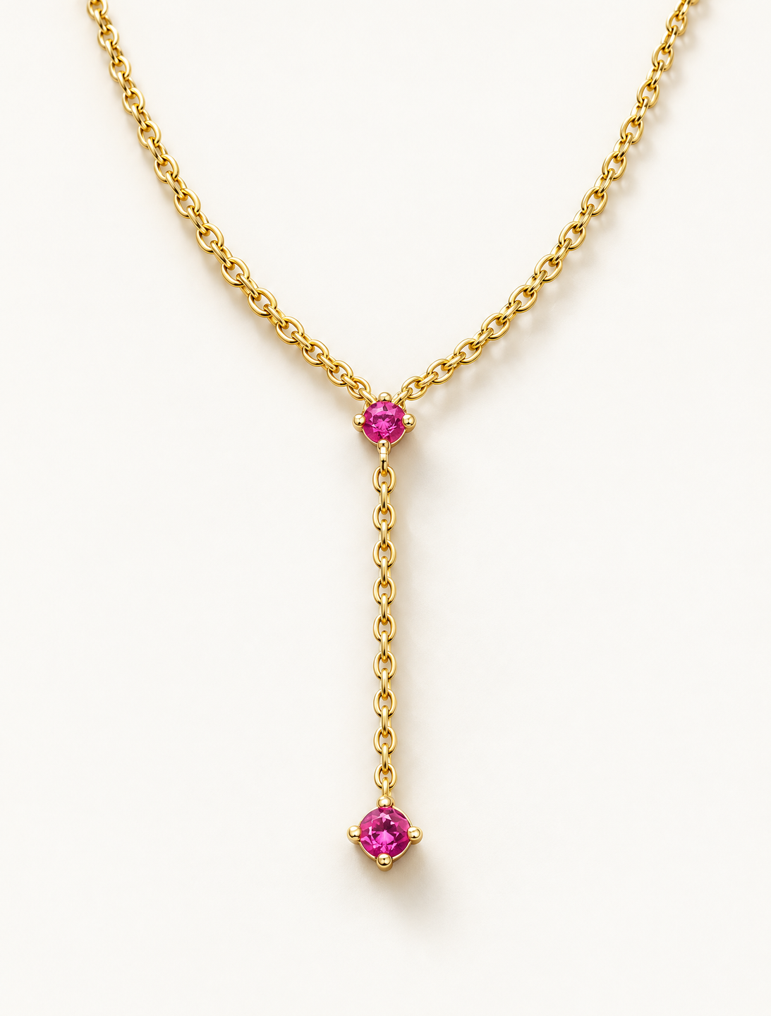 Ruby Drop Lariat Necklace