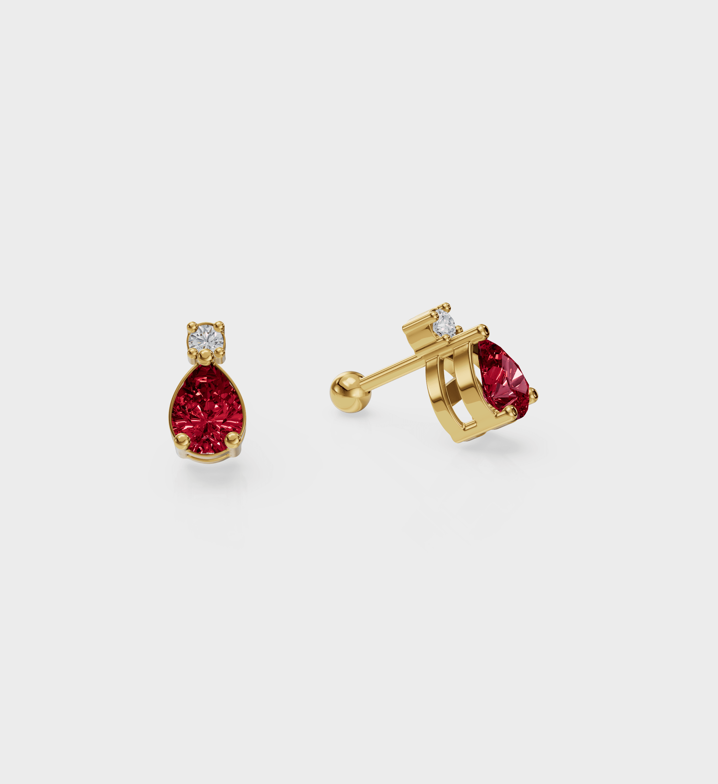 Ruby Drop Studs-Studs-Anushka Jain Jewellery