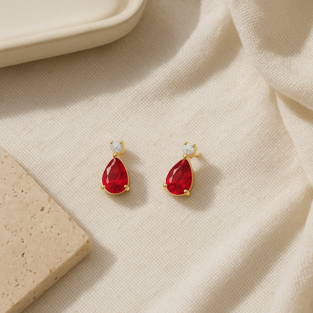 Ruby Drop Studs-Studs-Anushka Jain Jewellery