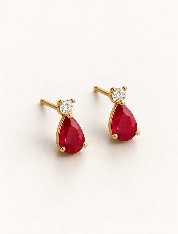 Ruby Drop Studs