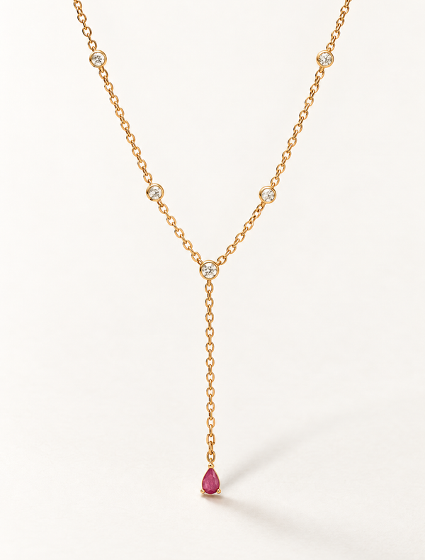 Ruby Duet Lariat Necklace
