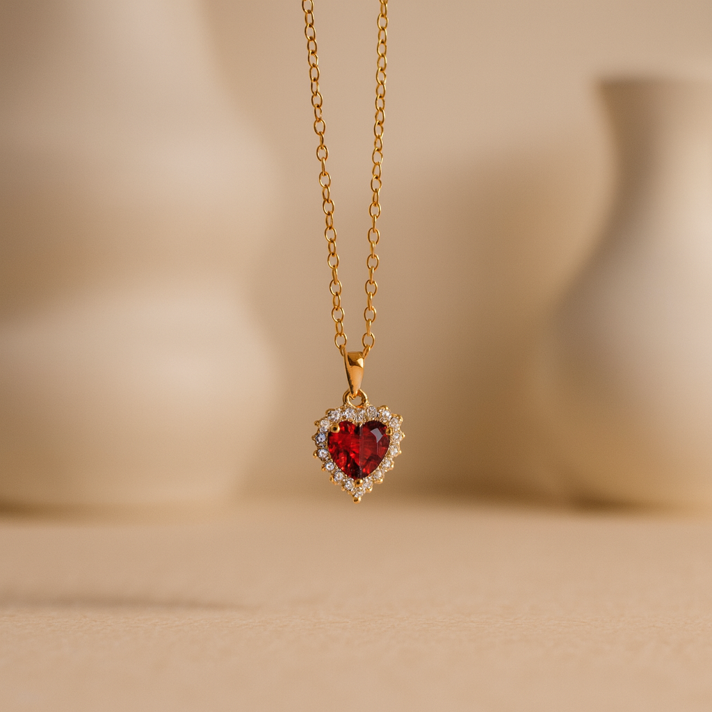 Ruby Heart Necklace-Anushka Jain Jewellery