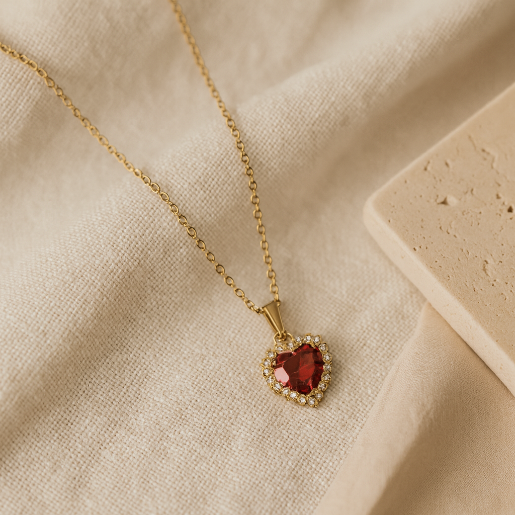Ruby Heart Necklace-Anushka Jain Jewellery