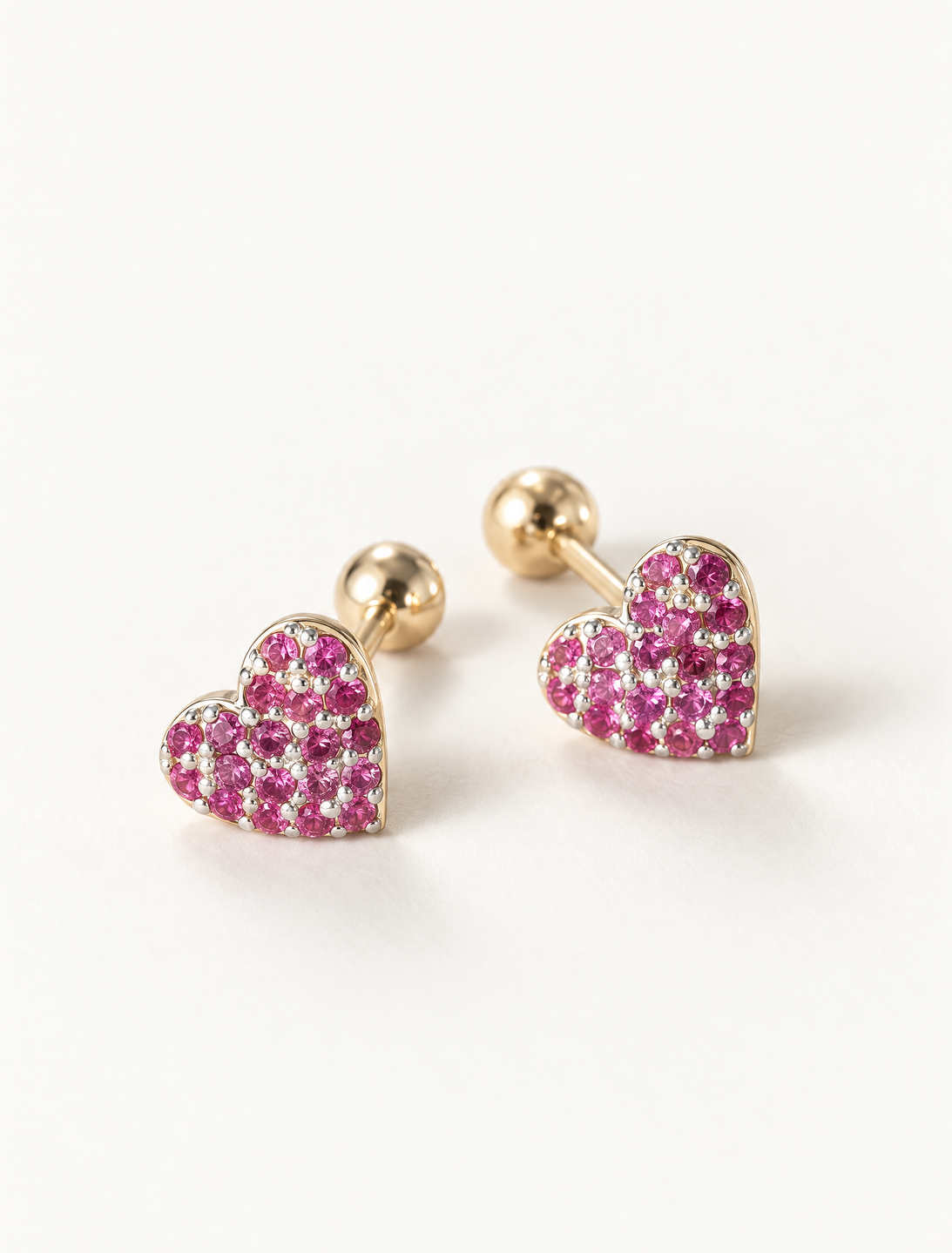 Ruby Heart Studs