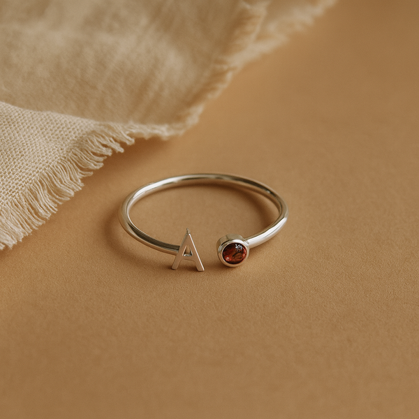 Ruby Initial Ring-Anushka Jain Jewellery