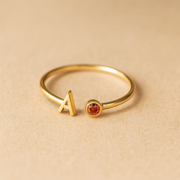 Ruby Initial Ring-Anushka Jain Jewellery