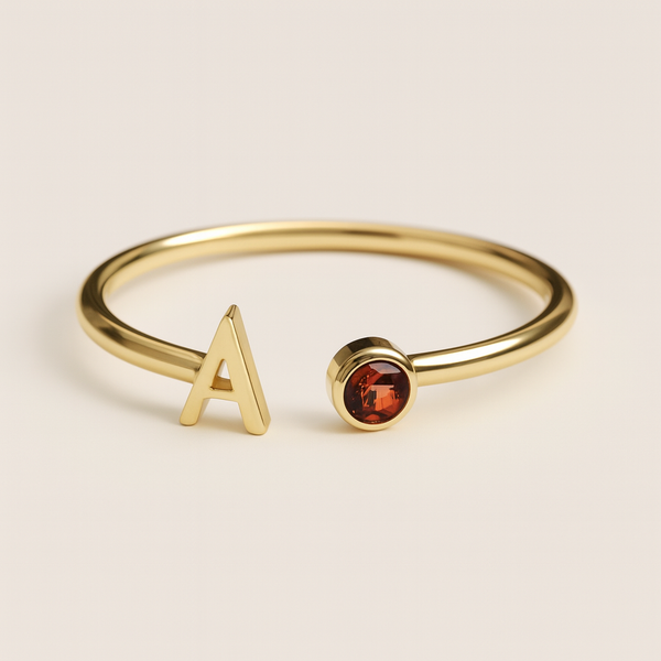 Ruby Initial Ring-Anushka Jain Jewellery