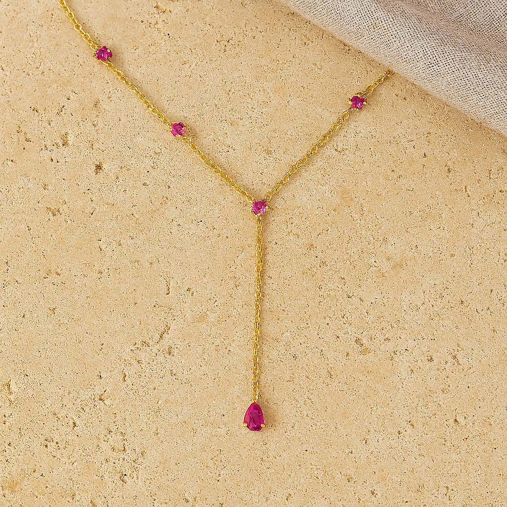 Ruby Lariat Necklace-Lariats-Anushka Jain Jewellery