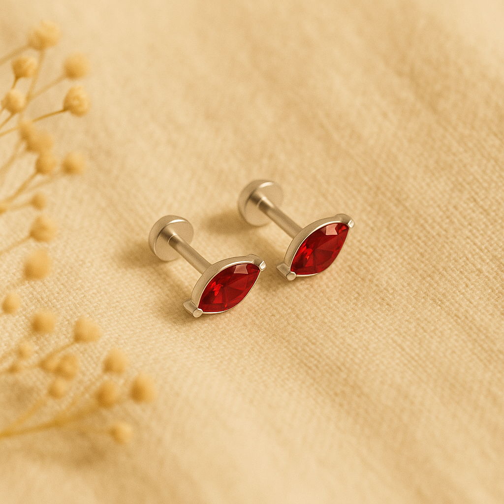 Ruby Marquise Studs-Studs-Silver-Anushka Jain Jewellery