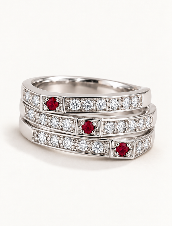 Ruby Radiance Multi Band Ring