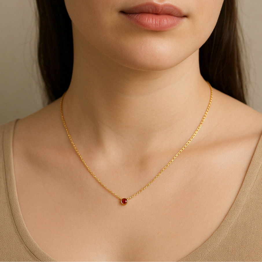 Ruby Solitaire Necklace-Pendants-Anushka Jain Jewellery