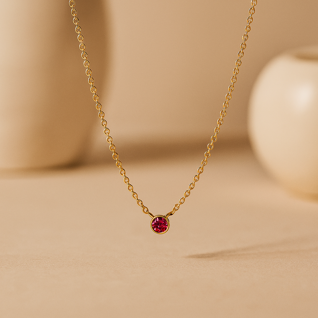 Ruby Solitaire Necklace-Pendants-Anushka Jain Jewellery