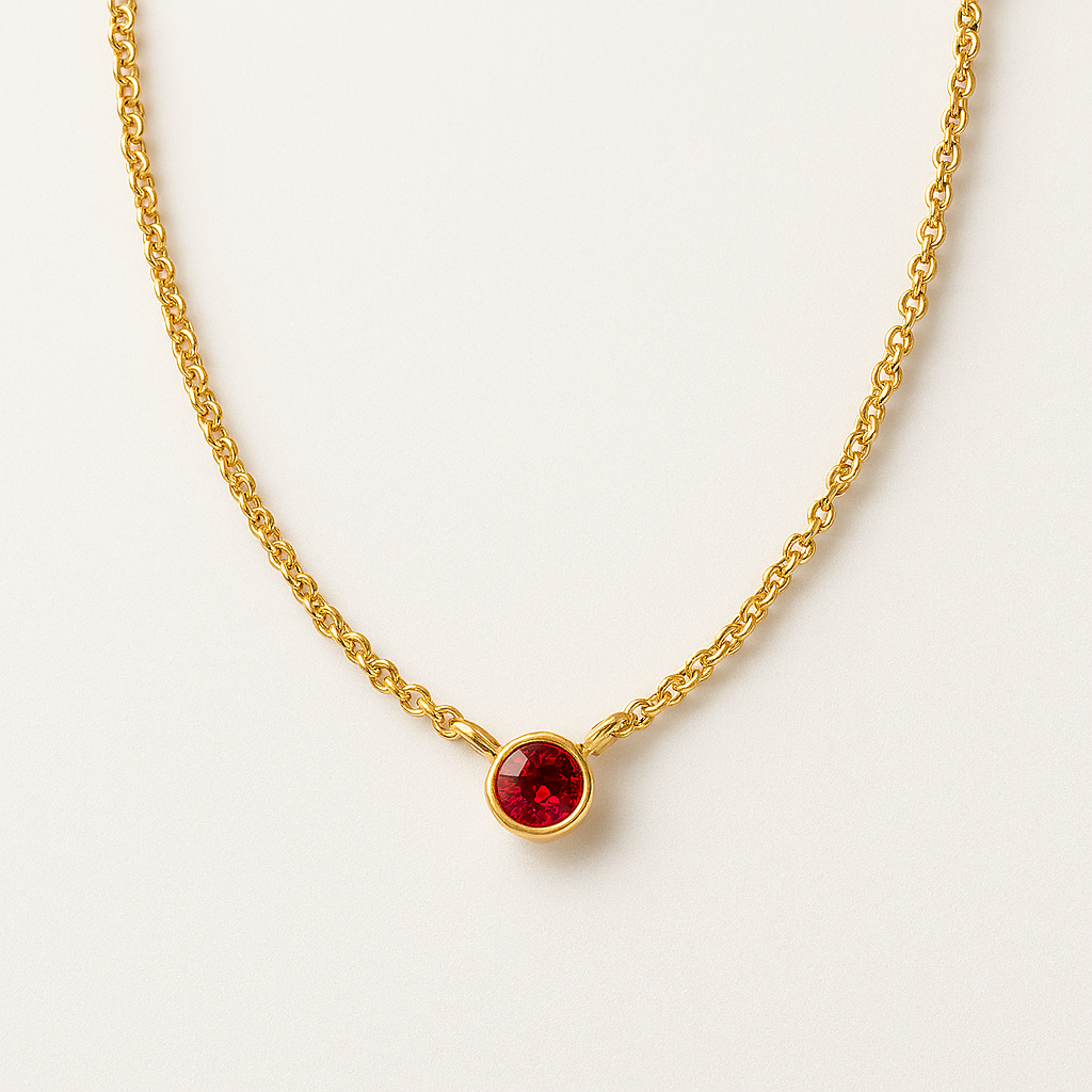 Ruby Solitaire Necklace-Pendants-Anushka Jain Jewellery